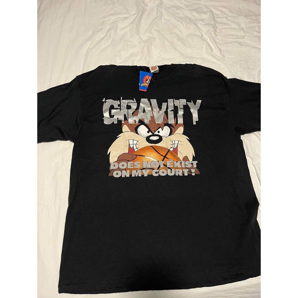 Vtg 1997 TAZ GRAVITY DOES NOT EXIST ON MY COURT tshirt Made USA single Stitch XL